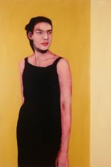 עומדת על רקע צהוב (1), שמן על בד, 100/150, 2005