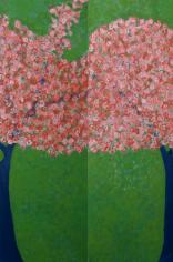 עצים פורחים, שמן על בד, 120/140 (דיפטיכון), 2016