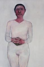 עומדת באדום ולבן, שמן על דיקט, 120/160