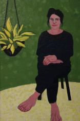 עציץ תלוי, שמן על בד, 130/80, 2018 (אצל מירב גיל)